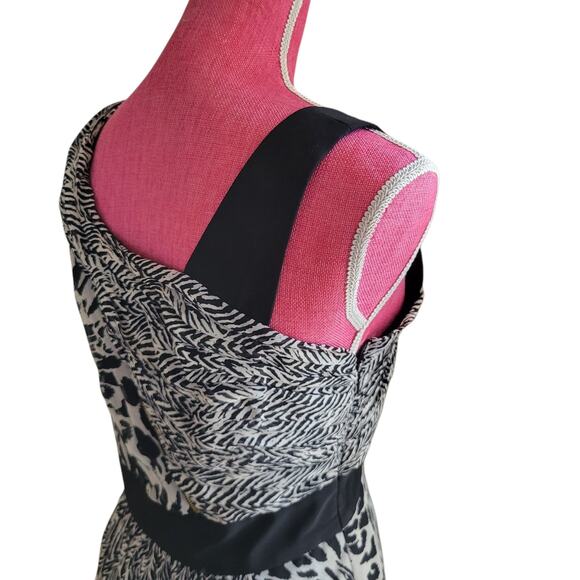 Allen B. 90s Leopard Zebra SIZE 6 Asymmetrical Wrap Dress Baddie sexy sirencore - Picture 3 of 11